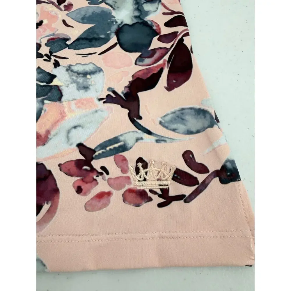 NWT Kastel Sport Cap Sleeve Rose Gold Zip Pearl Blush Watercolor Blouse Size XS - Picture 8 of 13